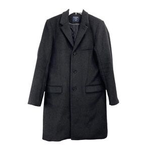 Abercrombie‎ & Fitch wool blend notch collar midi pea coat Sz S grey